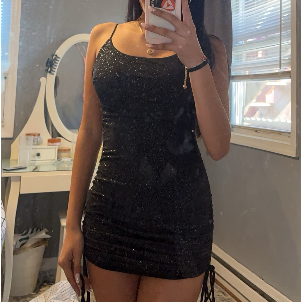 Black Sparkly Lucy in the Sky Mini Dress